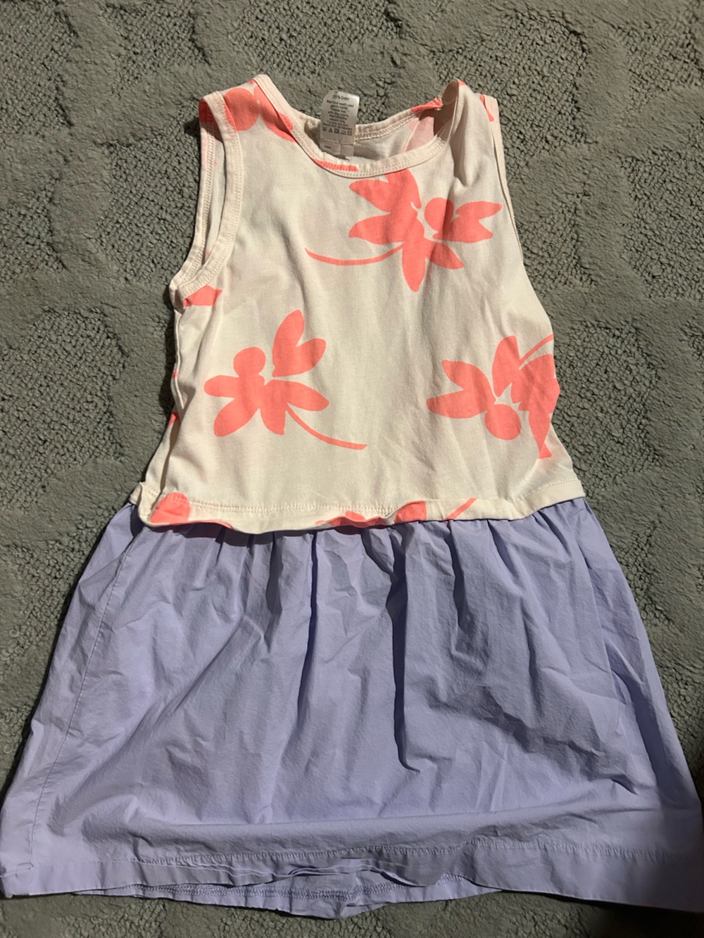 Crewcuts Cream Top with Coral Floral Print & Lavender A-Line Skirt size 5
